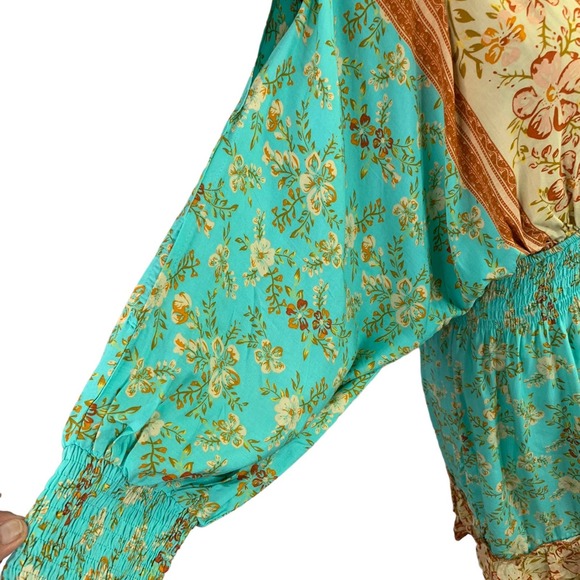 Southern Fried Chics Womens Medium Mini Dress Boho Cold Shoulder Plunging V-Neck - Picture 4 of 12